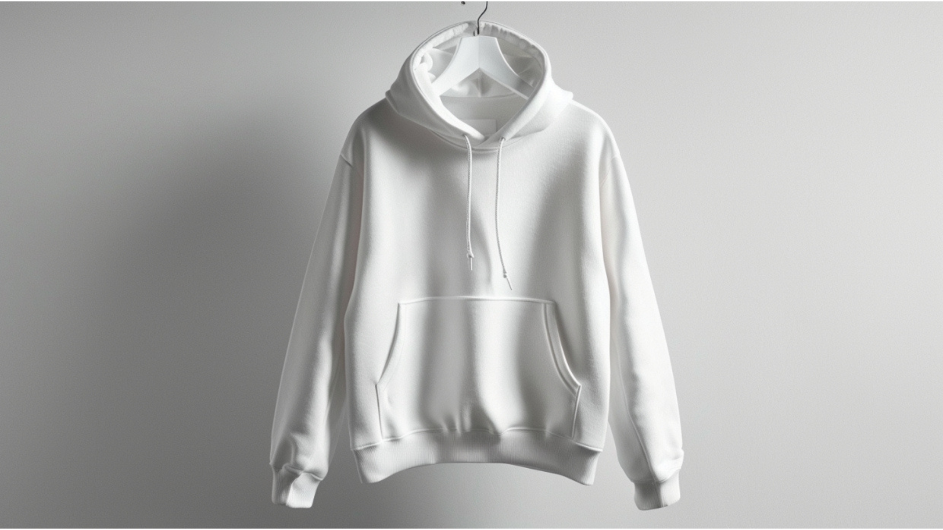 Hoodie putih polos, menyoroti produk hoodie comfy Lavithra yang nyaman dan stylish.