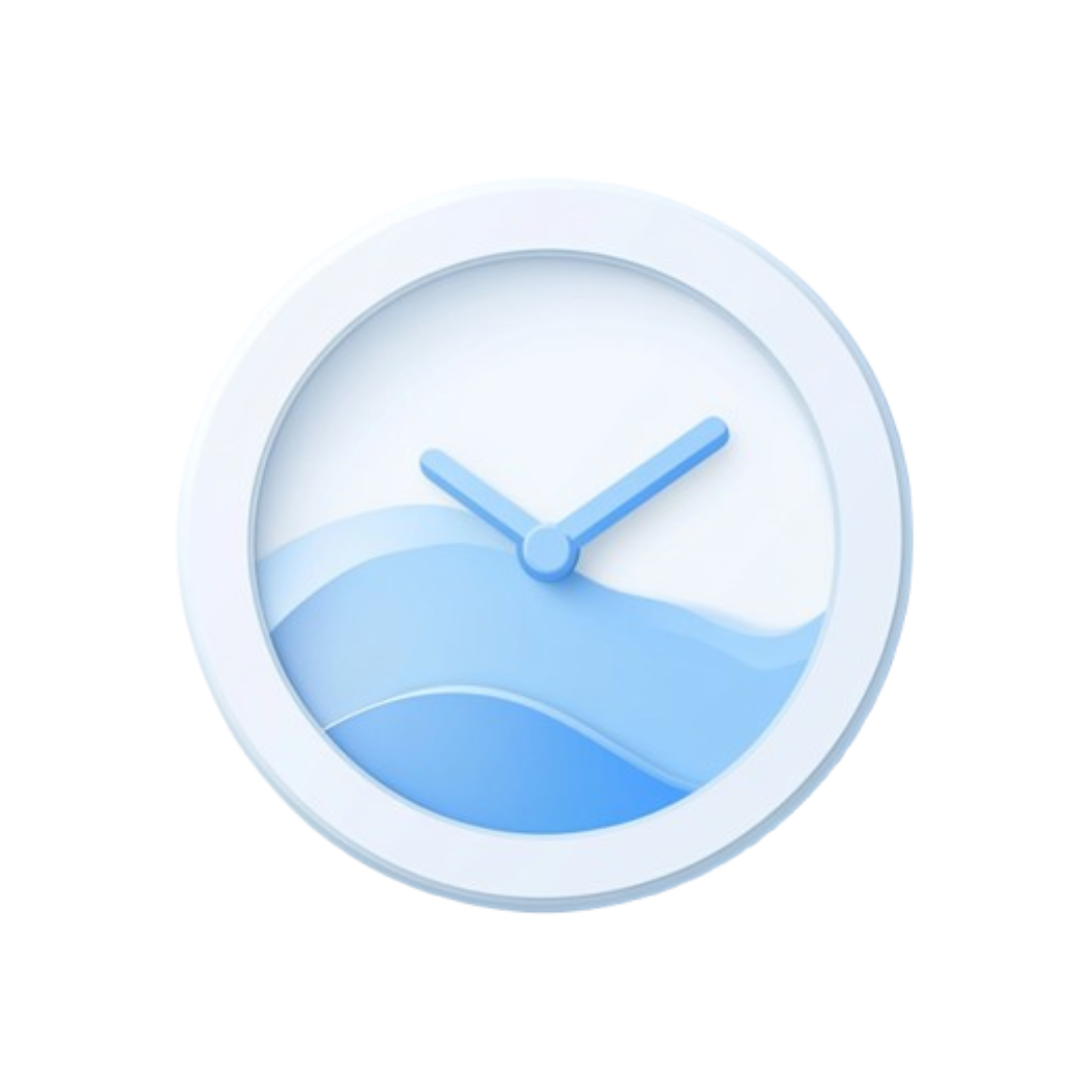 Ikon jam dinding dan teks "Business Hours", menunjukkan jam operasional bisnis