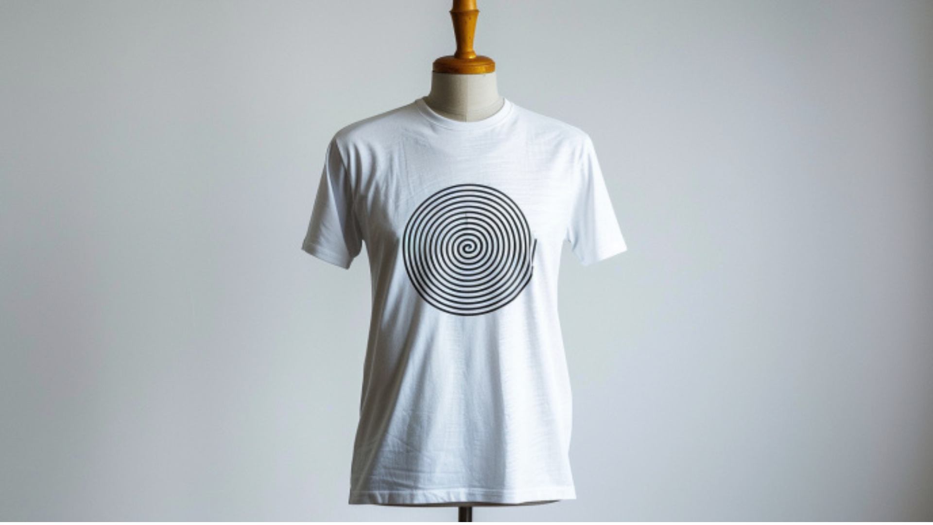 Manekin dengan kaos putih yang disablon, menggambarkan layanan sablon digital DTF dari Lavithra.