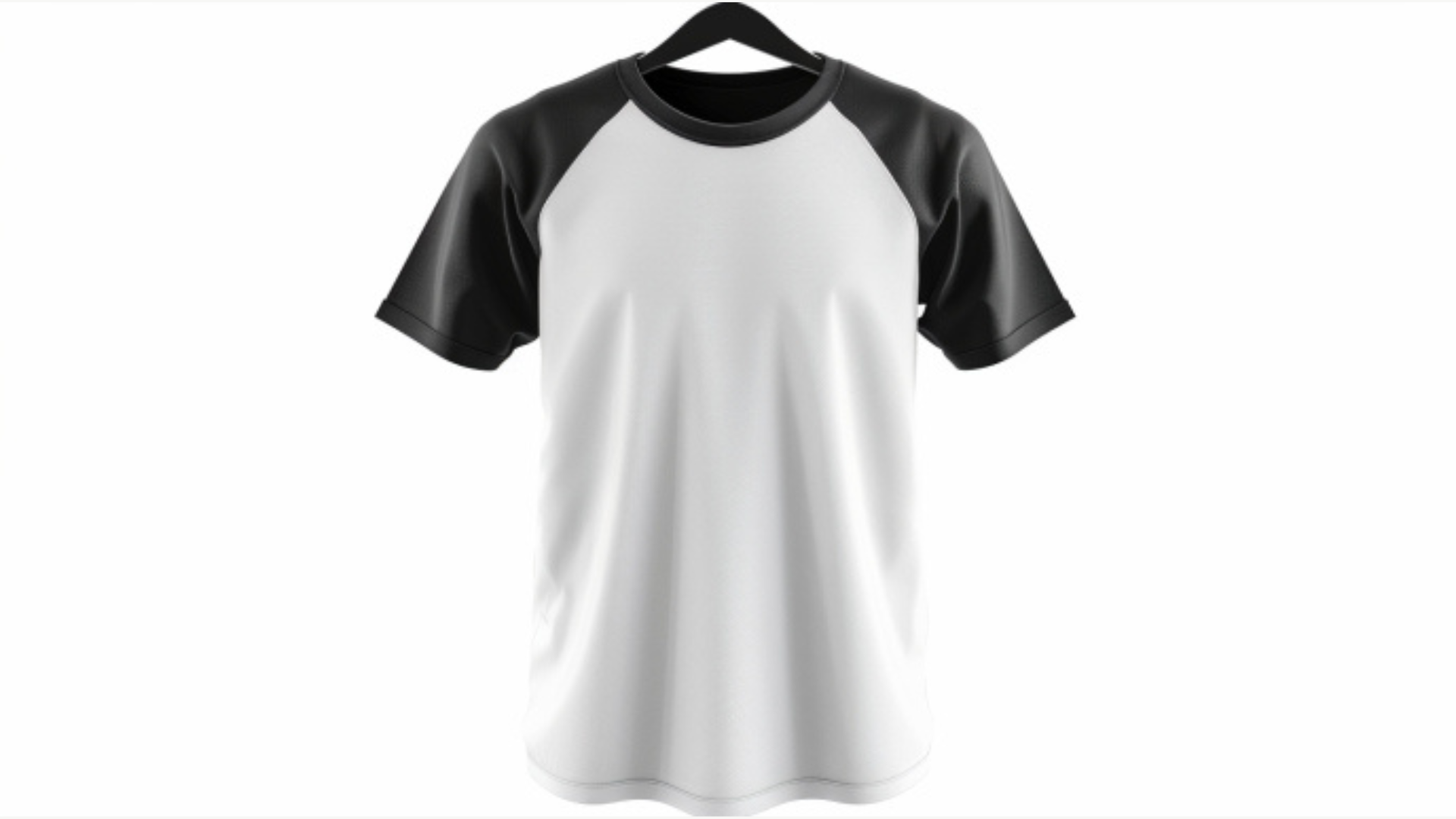 Kaos raglan lengan pendek dewasa dengan kombinasi warna hitam dan putih.