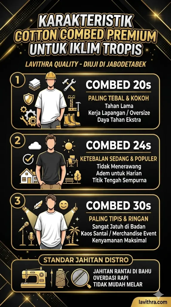 Karakteristik Cotton Combed Premium untuk Iklim Tropis - infographic lavithra.com