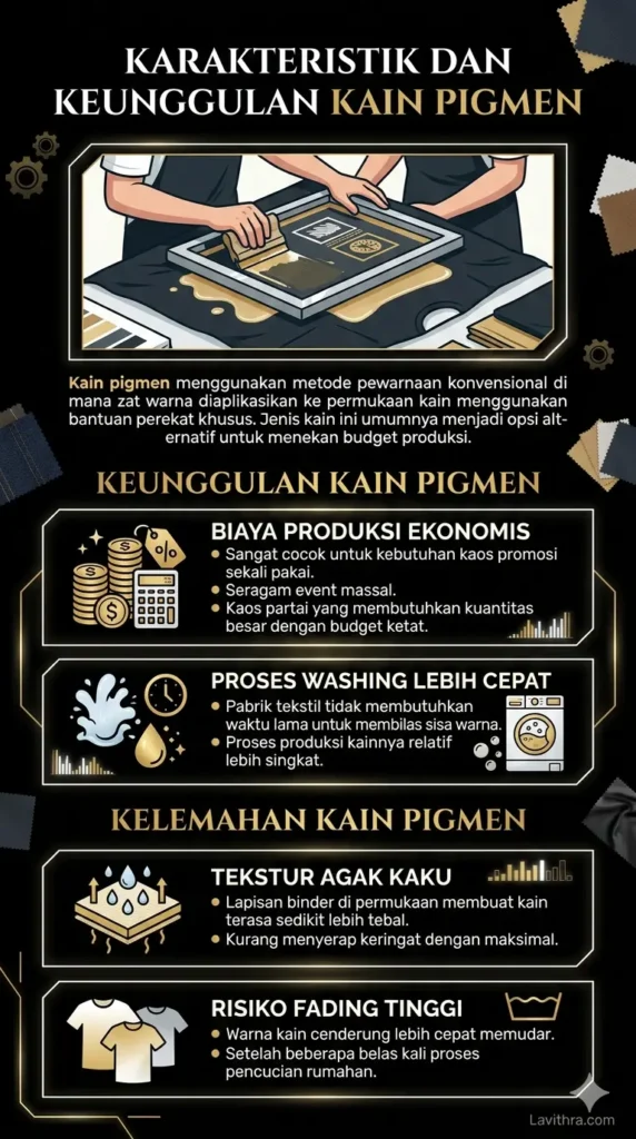 Karakteristik dan Keunggulan Kain Pigmen - infographic lavithra.com
