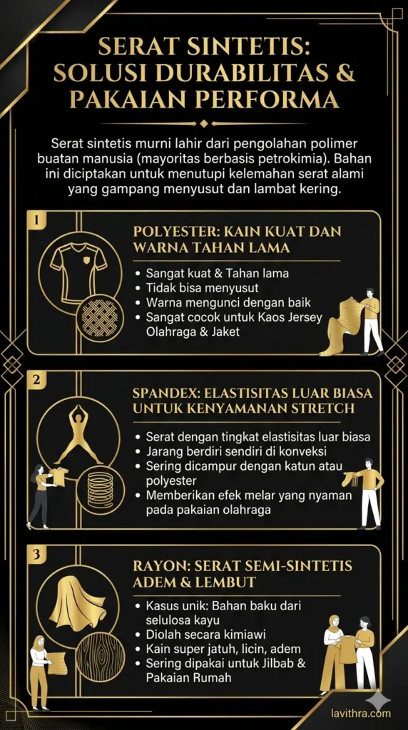 Serat Sintetis Solusi Durabilitas & Pakaian Performa - infographic lavithra.com